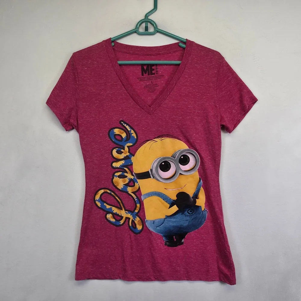 Despicable Me Minions Graphic T Shirt Womens L Pink Heather Cute Pop Culture - Picture 2 of 11